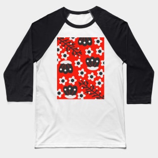 Little white flowers in red Baseball T-Shirt